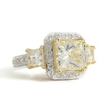 Authenticity Guarantee 
Princess Yellow Diamond Halo Engagement Ring 18K... - £13,430.33 GBP