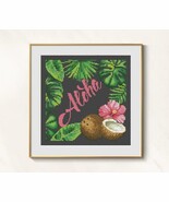 Aloha cross stitch coconut pattern pdf - Hawaii vacations embroidery - $7.99