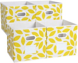 MAX Houser Fabric Storage Bins Cubes Baskets Containers with Dual Plasti... - £44.11 GBP