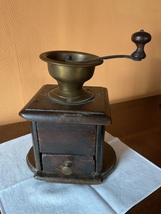 WOOD COFFEE GRINDER, VINTAGE  - $160.00