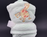 Riddle Baby Blanket Giraffe Plush Embroidered Single Layer Mint Green - $14.99