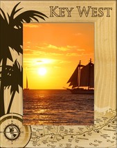 Key West Florida with Map Laser Engraved Wood Picture Frame Portrait (8 ... - $52.99