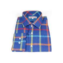 Men Linen Sports Shirt By INSERCH English Plaid European 2905 Blue Multi Checker image 4