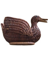 Wicker Rattan Duck Bird Shape Basket Planter Mid Century Modern MCM 9-1/4” Woven - £9.46 GBP