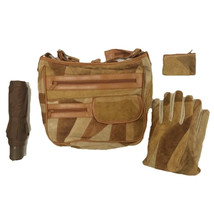 Patchwork Suede Shoulder Bag Set w/ Gloves, Umbrella and Coin Purse - £7.98 GBP