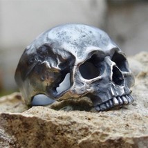 Unique Mens Silver Color 316L Stainless Steel Skull Ring Punk Biker Motorcycle B - £11.12 GBP