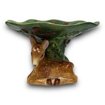 Deer Fawn Pinecone Pedestal Plate Stand Centerpiece World Bazaar Majolic... - £71.21 GBP