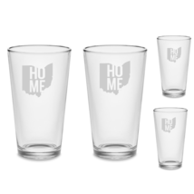 SET Ohio OH Home Custom Pint Beer Etched Glasses Tumblers Drinkware - £31.42 GBP+