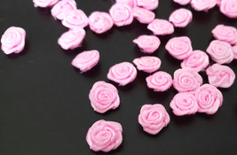 Approx 1cm wide  - 50 pcs Handmade Pink purple Satin Flower Appliques C93 - £4.69 GBP