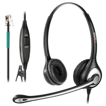 Phone Headset Rj9 With Microphone Noise Cancelling &amp; Volume Controls, Of... - £37.65 GBP