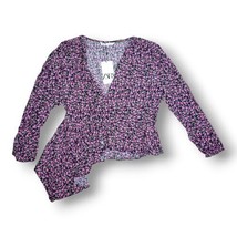 ZARA Micro Floral Asymmetrical Top Blouse XXL 2XL Long  Sleeve Ditsy Ae10 - £13.07 GBP