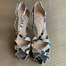 EUC KATE SPADE New York Black, Gray, Gold Snakeskin High Heel Sandals SZ... - $78.21