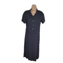 Teddi Vintage Classy Long Dress With Button Top ~ Sz L ~ Blue ~ White Polka Dots - £23.73 GBP