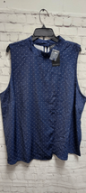 Eloquii Mock Neck Top Blouse Sleeveless Navy Blue White Polka Dot 3X 24 NWT - £13.40 GBP