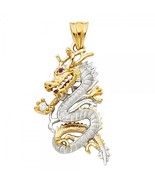 14K Two Tone Gold  Dragon Pendant with CZ Accents - £250.70 GBP