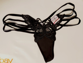 Rue 21 Women&#39;s T-Back Thongs Black Size SMALL Butterfly Front Triple Strap New - £8.94 GBP