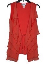 Joseph Ribkoff Women&#39;s Vest Tie Front Sleeveless Tiered Ruffled Sheer Orange 6 - £23.21 GBP