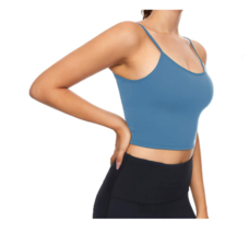 Sports Bra for Women Gym Cropped Yoga Tank Top Workout Running NAVY- Size MEDIUM - £11.24 GBP