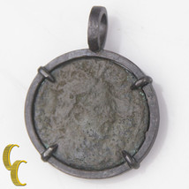 Roman Coin In Silver Antiqued Bezel Pendant, 2.0 GR/ 1.9CM Diameter - £112.40 GBP