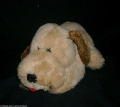 10&quot; Vintage 1983 Enesco Tan Brown Laying Puppy Dog Stuffed Animal Plush Toy Soft - £26.15 GBP