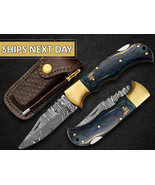 folding knife  back lock hunting knife Damascus steel pocket knife with ... - $736.94 MXN