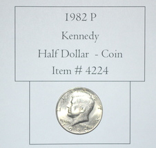 1982 P, Kennedy Half Dollar, # 4224, half dollar coin, vintage coins, ra... - $33.80