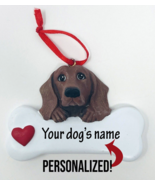 Personalized Brown Dachshund Dog Name Christmas Ornament Figure Heart Va... - £11.79 GBP