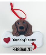 Personalized Brown Dachshund Dog Name Christmas Ornament Figure Heart Va... - $14.99
