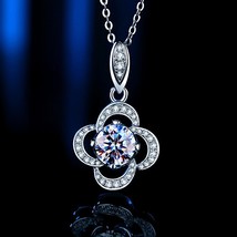 100% Moissanite Jewelry Set 925 Sterling Silver Diamond Flower Necklace Stud Ear - £73.06 GBP
