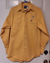 Vtg Wrangler Western Shirt Big Buck Mens Yellow Gold Denim Snap X-Long 1... - $46.56