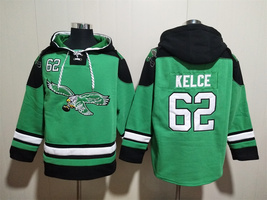 Jason Kelce Kelly Green Lace-Up Pullover Jersey Hoodie  - $59.25