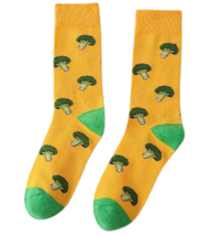 Broccoli Crew Socks Yellow Unisex Novelty Vegetable Food Men&#39;s Women&#39;s U... - $10.19