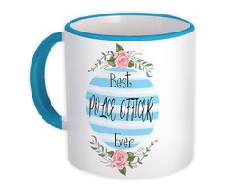 Best Police Officer Ever : Gift Mug Christmas Cute Birthday Stripes Blue - £12.60 GBP