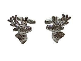 Silver Toned Textured Stag Deer Head Cufflinks - £32.47 GBP