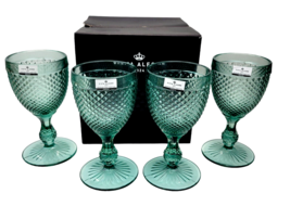 Vista Alegre Bicos Mint Green Goblets Water Glasses Set of 4 Portugal NEW - £66.48 GBP