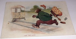 Anthropomorphic Bear Just Too Late for Train or Trolley Postcard Carpet ... - £6.99 GBP