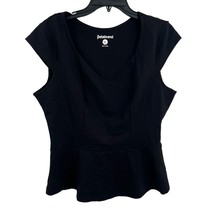 Betabrand Black Cap Sleeve Peplum Knit Top Size XL - $25.07