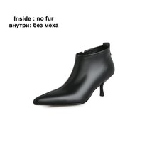 Women Genuine Leather Short Boots Kitten Heels Pointy Toe Black Nude Bootie Eleg - £95.47 GBP