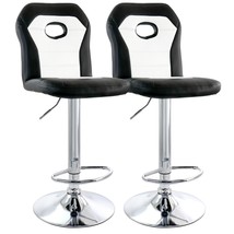 Elama 2 Piece Faux Leather Adjustable Bar Stool in Black and White with Chrome  - £163.20 GBP