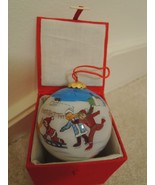Christmas Ornament Fun in the Snow Scene in Red Linen Cushioned Box NEW - £12.65 GBP