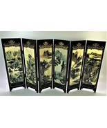 Mini Folding Screen Oriental Lacquered Screen High Gloss Double Sided Be... - £8.87 GBP