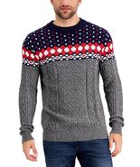 Club Room Men's Fair Isle Sweater in Navy Blue Combo-XL - $19.94