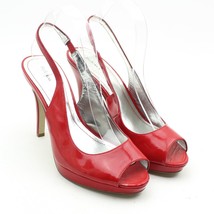 Style &amp; Co Womens Glossy Red Faux Leather Peep Toe Slingback Heels Sz 9.5 M - $18.80