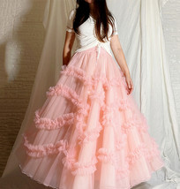 BLUSH PINK Fluffy Layered Tulle Maxi Skirt Custom Plus Size Ball Gown Skirt image 1