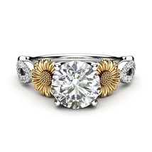 1.28 CT Round Diamond Sunflower Flower Split Shank Engagement and Wedding Ring - £79.38 GBP