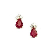 1.55CT Pear Cut Ruby July Birthstone Solitaire Stud Earrings 14K Yellow Plated - £34.93 GBP