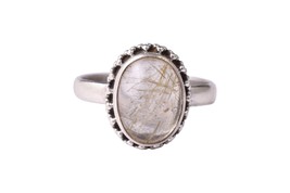 925 Sterlingsilber Rutil Quarz Edelstein Rose Gold / Vergoldet Ring Sie Geschenk - £32.53 GBP+