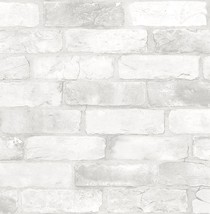 Nuwallpaper Nu2218 Loft Brick Peel Stick Wallpaper, White &amp; Off-White - £34.60 GBP