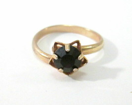 Vintage Gold Tone Star Ring with Red Rhinestone in Center Adjustable - $12.00
