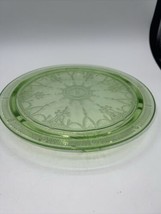 Green Depression Vaseline/Uranium Glass Footed 10 Inch Cake Plate - £14.85 GBP